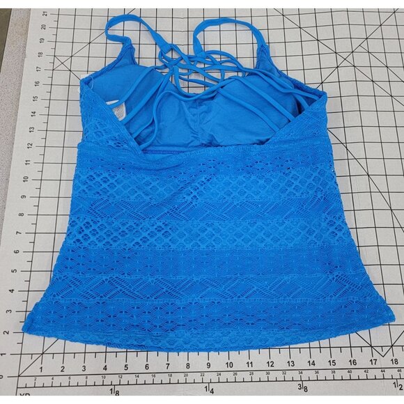 NWT Island Escape 8 Blue High Neck Crochet Lace Add a Size Tankini 86822 - Picture 3 of 3